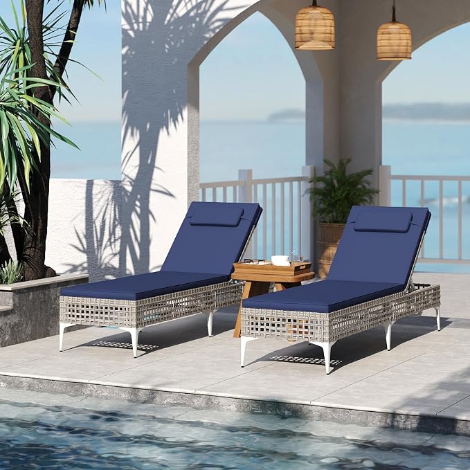 Tangkula Patio Chaise Lounge Chair, PE Wicker Reclining Sun Lounger - Image 4