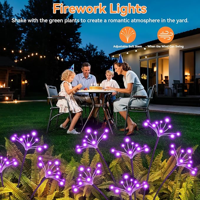 Solar Garden Lights 2 Pack Waterproof Solar Swaying Starburst Light Outdoor - Image 6