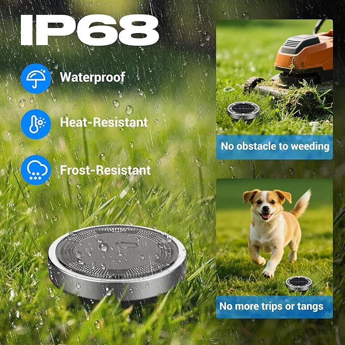 Peasur Mini Solar Ground Lights Outdoor, 8 Pack Flat Solar Powered Disc Lights - Image 3