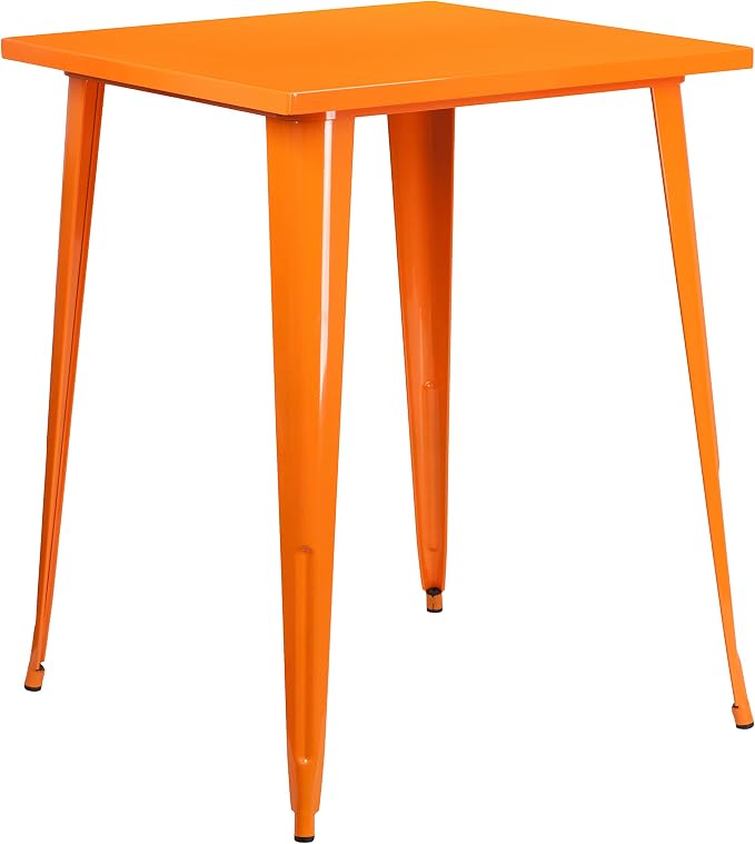 Flash Furniture Nolan Commercial Grade 31.5" Square Orange Metal Indoor-Outdoor by FlashFurniture