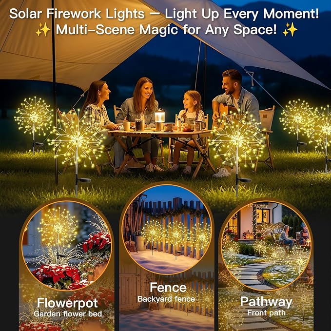 suddus Solar Garden Lights Outdoor Waterproof Decorative, Upgrade 2Pack 150LED - Image 3