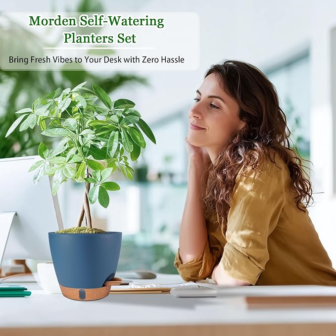Self Watering Pots for Inoor Ourdoor Plants 10/9/8/7/6.5 Inch Plastic Planters - Image 4