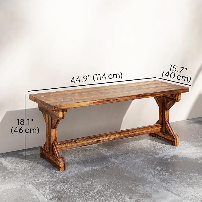 Outsunny Outdoor Wooden Bench, 2-Person Rustic Patio Garden Bench Seat - Image 3