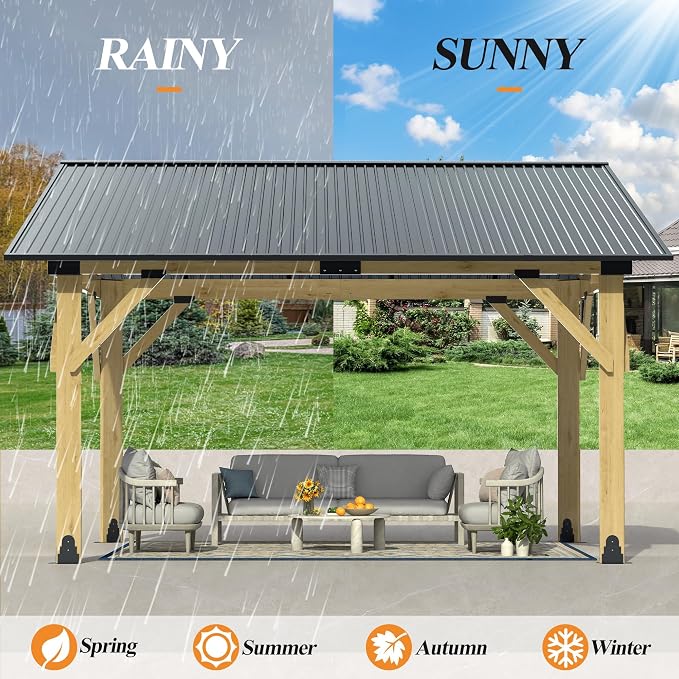 COVERONICS 11’x13’ Outdoor Wood Gazebo - Image 9