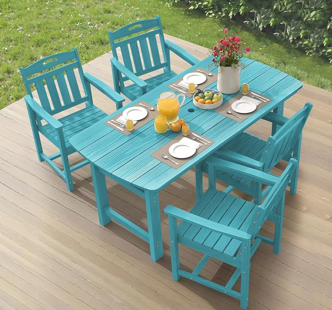 Ciokea HDPE Outdoor Dining Set, 5-Piece Patio Table and Chairs Set by CIOKEA