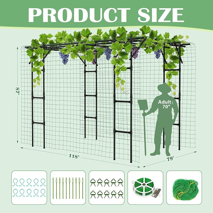 Garden Arch Trellis, 87in H x 118in L Large Garden Arch Arbor Trellis - Image 4