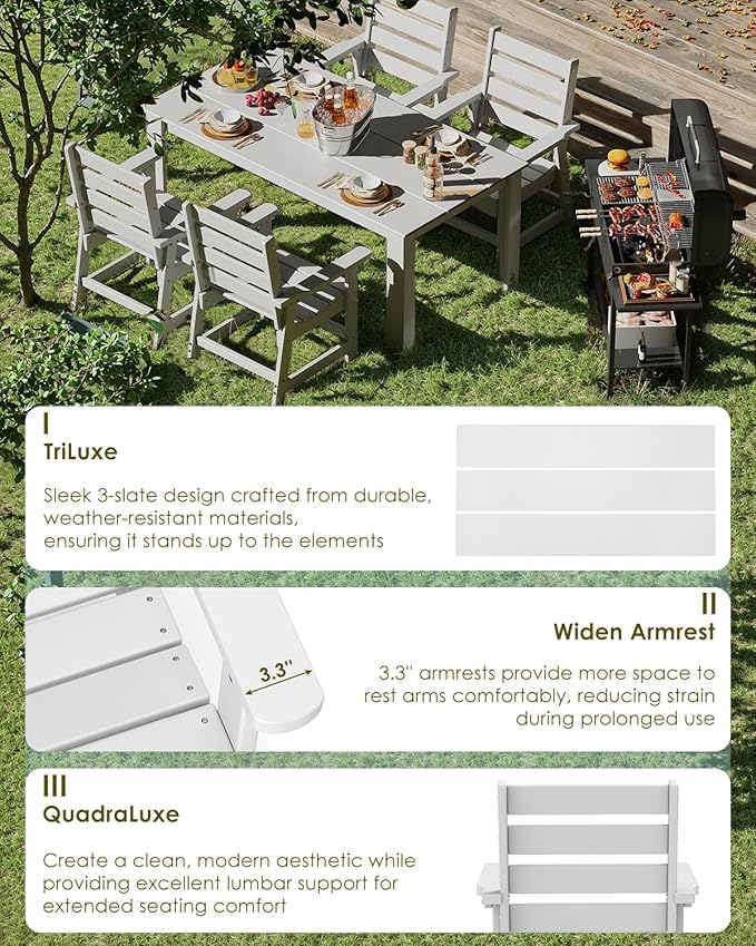 GREENVINES 5-Piece Outdoor Dining Set | HDPE | Patio Table and Chairs Sets - Image 6