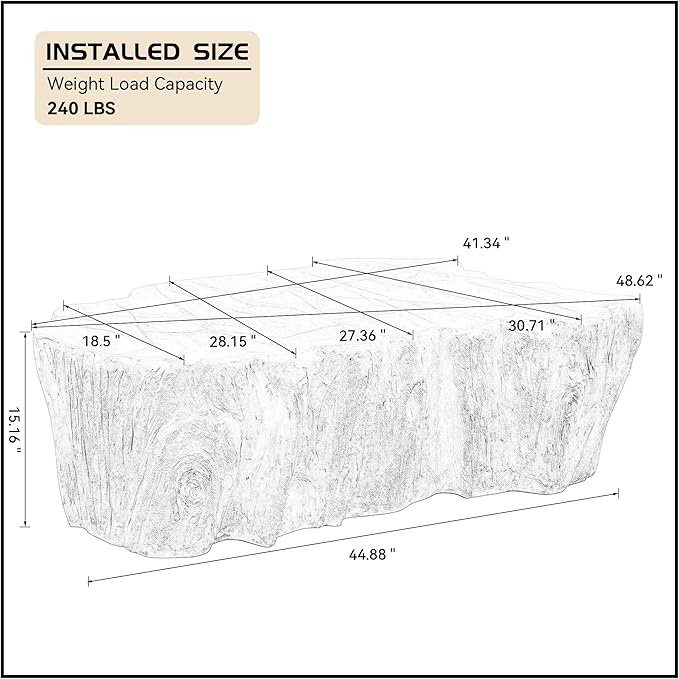 48.62" Coffee Table Modern Unique Shape Fiberglass Center Table - Image 2