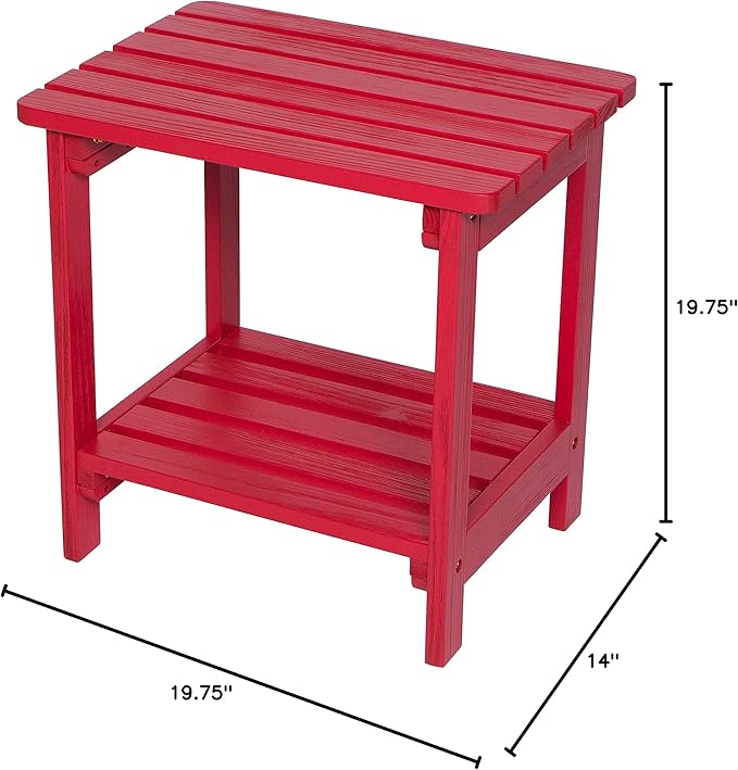 Shine Company Providence Rectangular Solid Wood Side Table, Outdoor Adirondack - Image 3