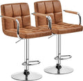 Yaheetech Bar Stools Set of 2, PU Leather Adjustable Swivel Barstools, by Yaheetech
