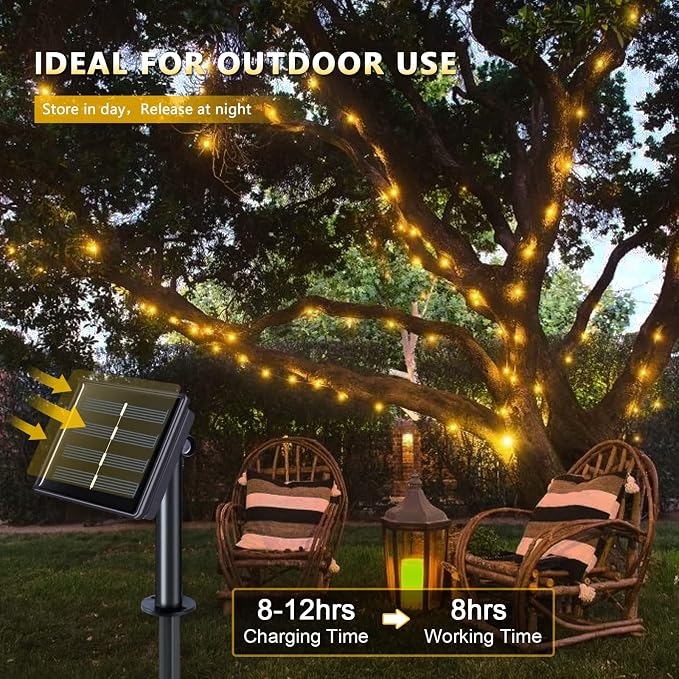 JMEXSUSS 4 Pack 100 LED Solar Fairy Lights, 33ft Warm White Solar String Lights - Image 5
