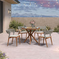 PURPLE LEAF 5 Pieces Round Patio Dining Set Outdoor Furniture by PURPLELEAF