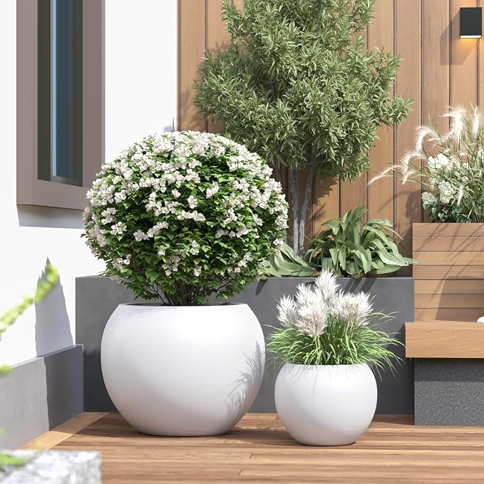 10 H x 14" Dia Round Fiberstone Planter - Image 7