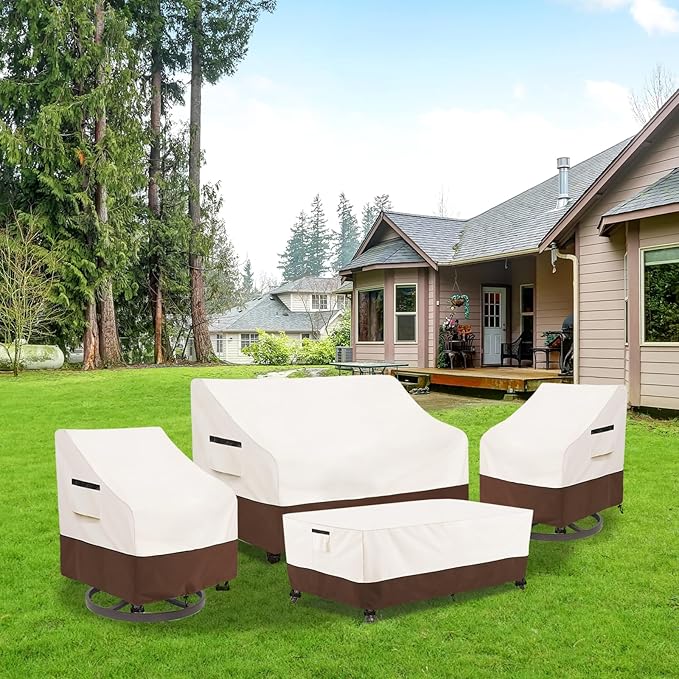 Patio Furniture Covers Set, 4-Piece 600D Heavy Duty Waterproof Outdoor - Image 8