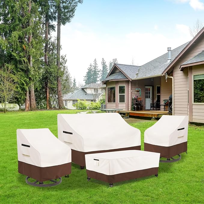 Patio Furniture Covers Set, 4-Piece 600D Heavy Duty Waterproof Outdoor - Image 8