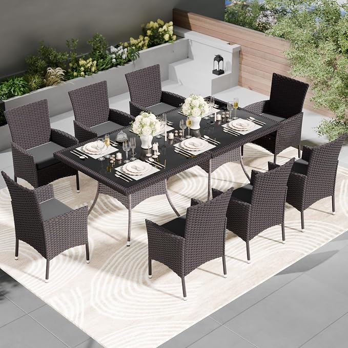 Kullavik 10-Piece Outdoor Dining Set Patio Rattan Furniture Set, Patio Dining - Image 7