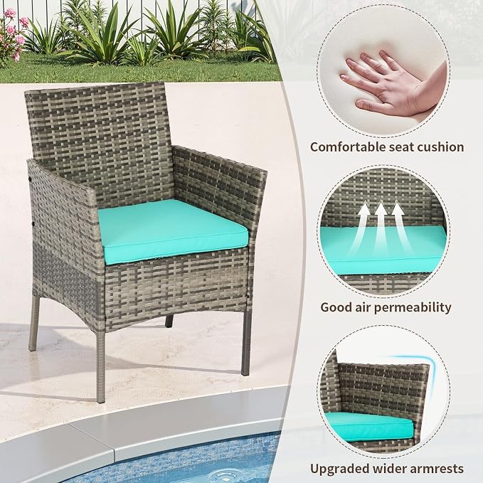 FDW Outdoor Patio Furniture Set Wicker Patio Set PE Rattan Furniture Bistro Set - Image 3