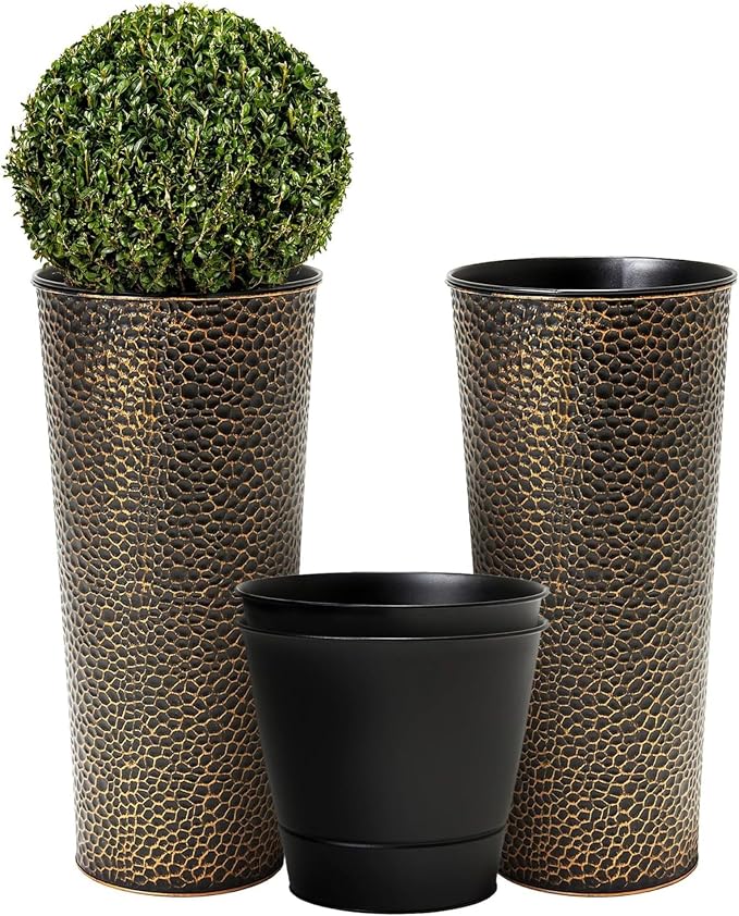 Worth 2 Pack 25" Tall Narrow Metal Planter by WORTH