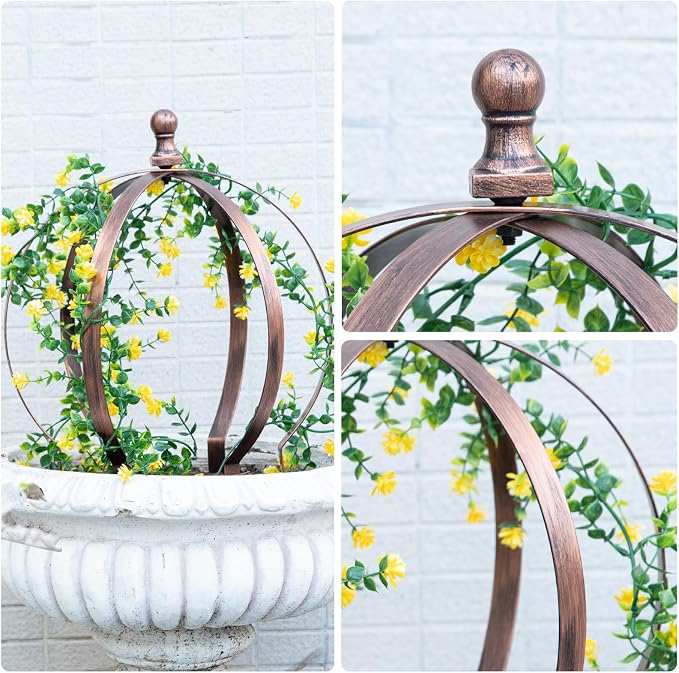 12.6x17.5 Inch Bronze Metal Garden Trellis Obelisk – Versatile Support - Image 3