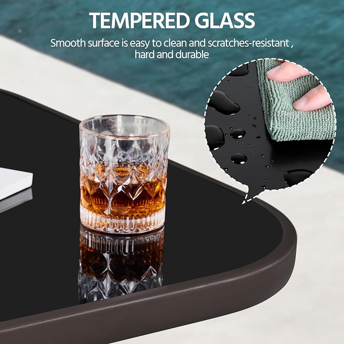 Yaheetech Patio Bar Table Tempered Glass, Height High Top Outdoor Pub Height - Image 8