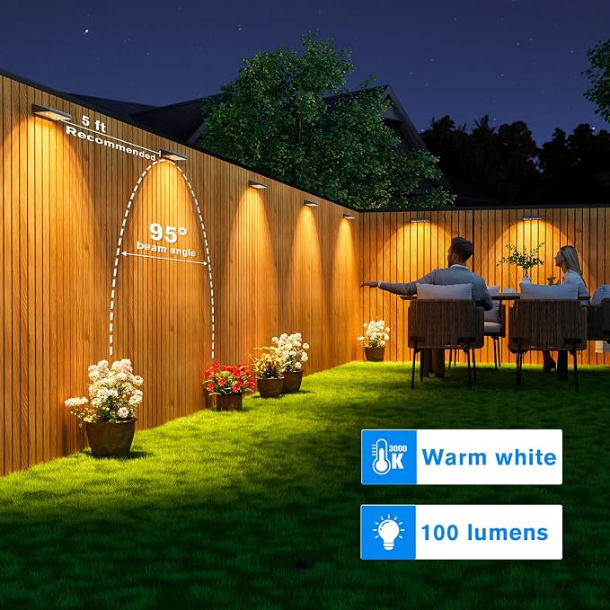 VOLISUN Solar Fence Lights Outdoor Waterproof IP65, 16 Pack Fence Lights Solar - Image 4