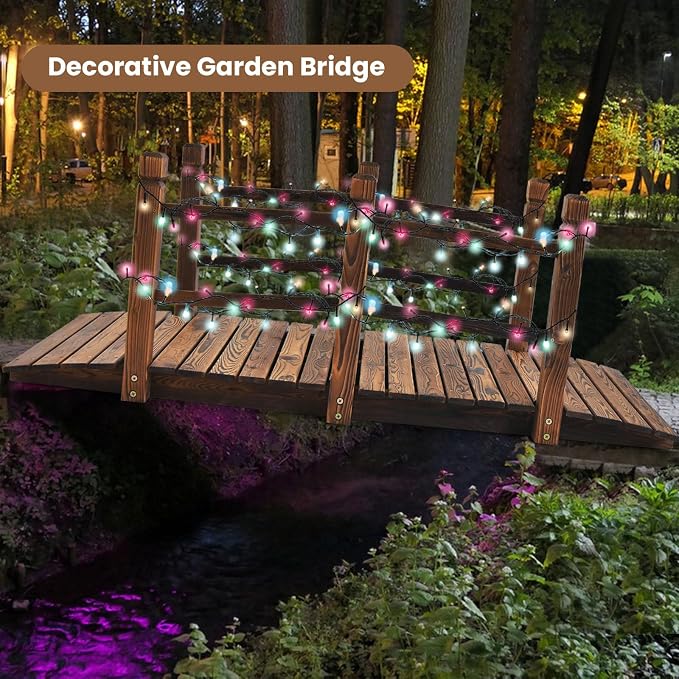 HAPPYGRILL 5FT Wooden Garden Bridge, Decorative Pond Landscaping Bridge - Image 4