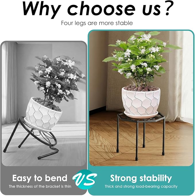 5-Pack Metal Plant Stands for Outdoor Indoor, Anti-Rust Iron Flower Pot Stand - Image 8