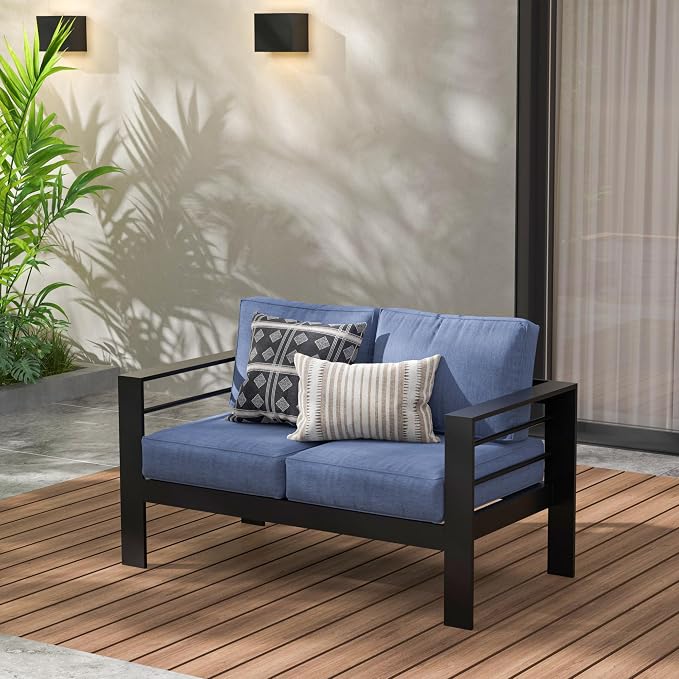 Wisteria Lane Patio Furniture Aluminum Loveseat, All-Weather Outdoor 2 Seats by WisteriaLane