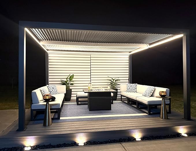 PURPLE LEAF LED Louvered Pergola 94AS 12'x 16' Full Aluminum Frame and by PURPLELEAF