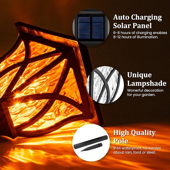 GIGALUMI Solar Lights Outdoor Waterproof, 8 Pack Flickering Flame LED Lights - Image 4