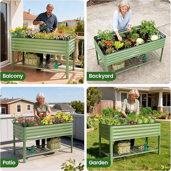 Elevated Raised Garden Bed 2' x 4'- Galvanized Metal Planter Boxes - Image 8