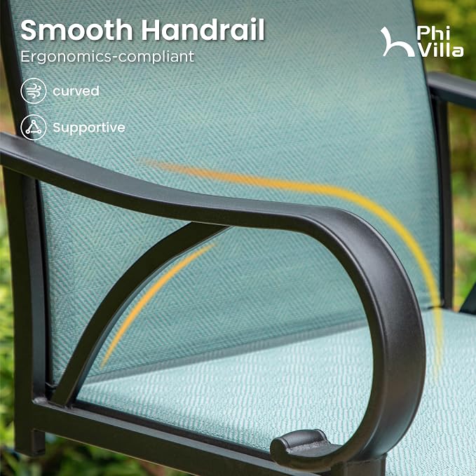 PHI VILLA Outdoor Bar Stools Set of 6, Swivel Patio Bar Stools & Chairs - Image 7