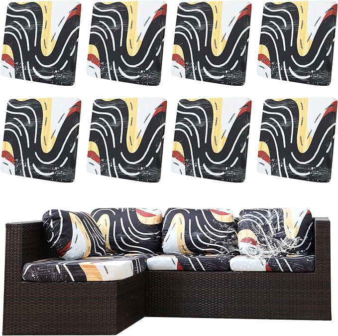 8Pcs Outdoor Cushion Covers, Patio Cushion Covers, Stretch Elastic Slipcovers by dreahoteztil