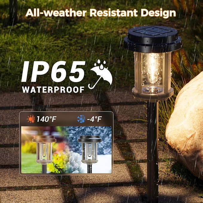 XMCOSY+ Solar Pathway Lights, 20 LM Bright Solar Lights Outdoor Waterproof IP65 - Image 5