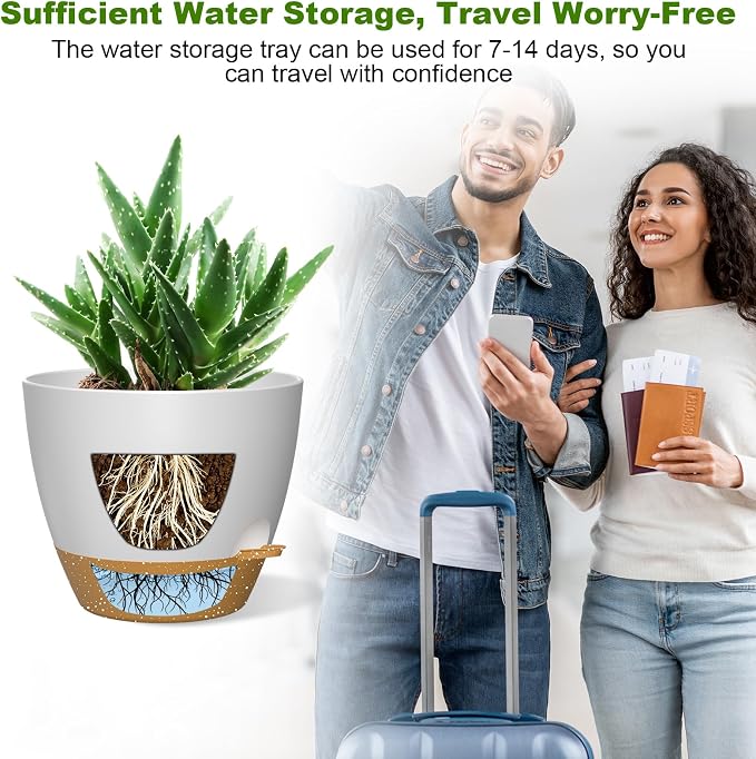 12 Inch Large Self Watering Pots, Flower Pots - Image 5