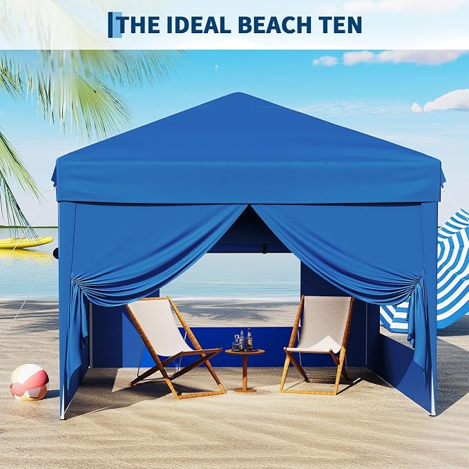 10x10 Pop Up Canopy Tent with 4 SideWalls, Easy Up Canopy with 3 Adjustable - Image 5