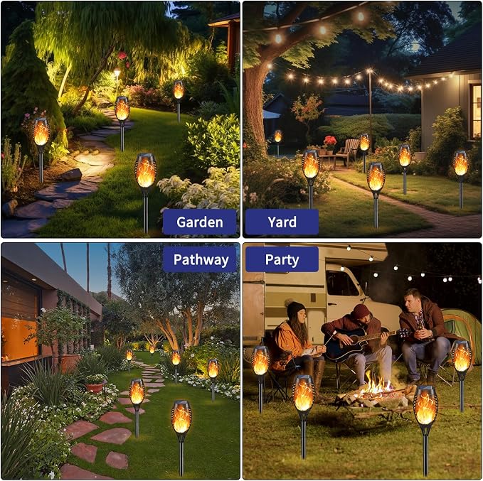 KYEKIO Solar Torch Light with Flickering Flame, Solar Garden Lights Outdoor - Image 2