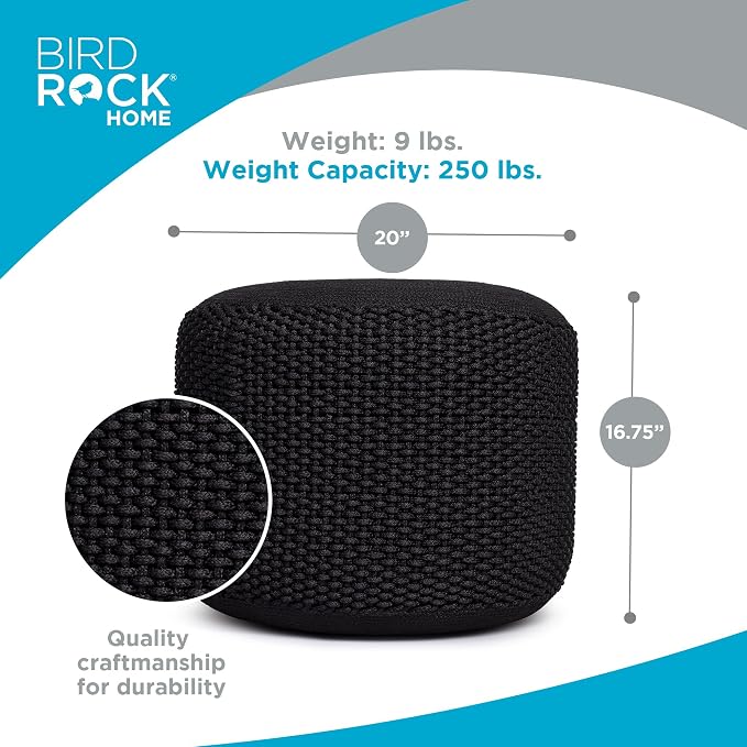 BIRDROCK HOME Outdoor Pouf Ottoman | Hand Woven Waterproof Foot Stool - Image 3
