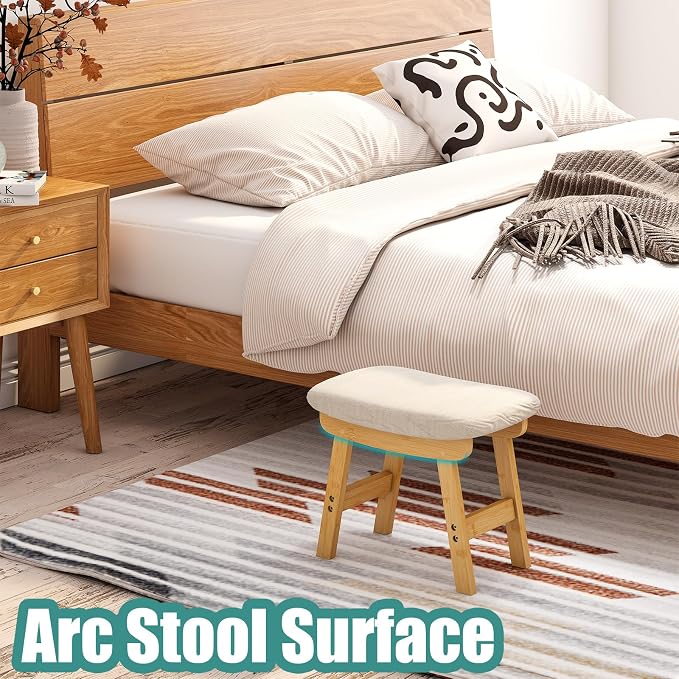 Foot Stools Ottoman, Small Foot Stool Ottoman, and Footstool, Wooden Foot Stool - Image 4
