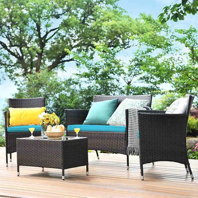 COSTWAY 8PCS Rattan Patio Furniture Set, Outdoor Wicker Rattan Chairs - Image 8