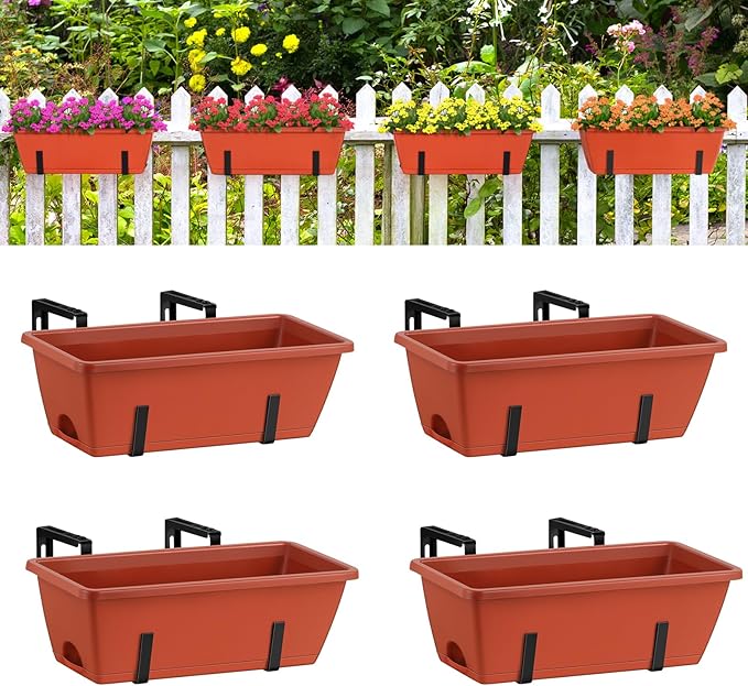 smusei Window Boxes Planters 17’’ Railing Planter Box by smusei