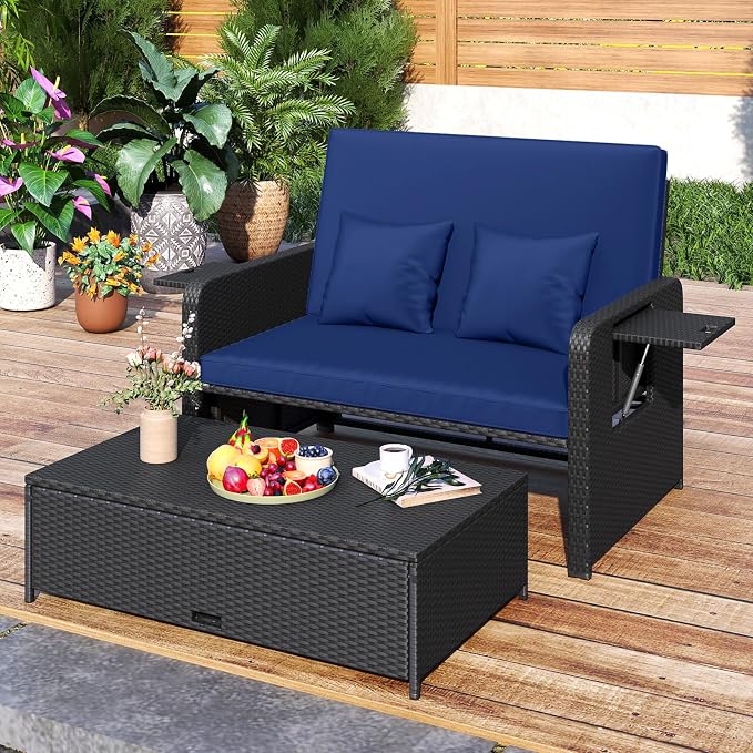 HAPPYGRILL Patio Rattan Wicker Daybed - Image 2