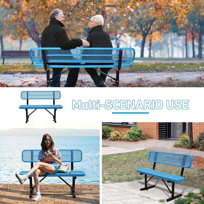 4FT/48INCH Heavy Duty Metal Park Bench - Image 7