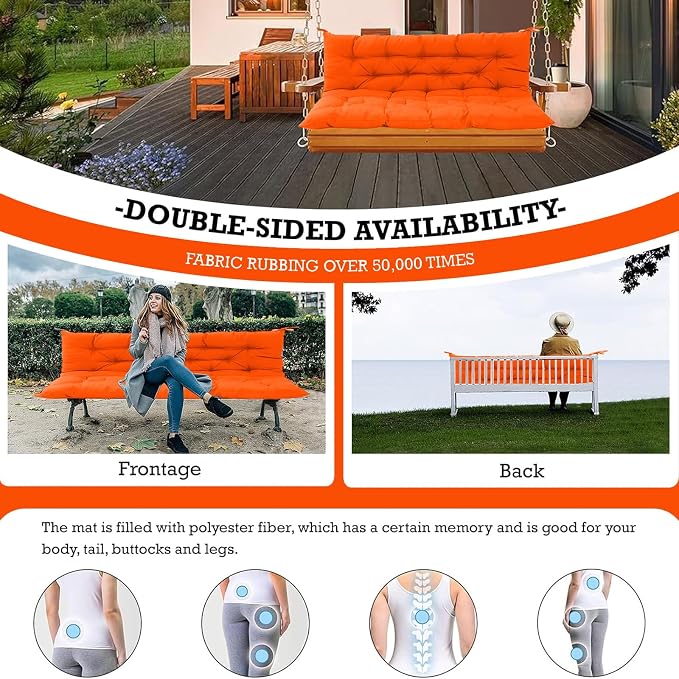 Outside Benches Cushion with Backrest, Thicken Waterproof Swing Cushions 2/3 - Image 7