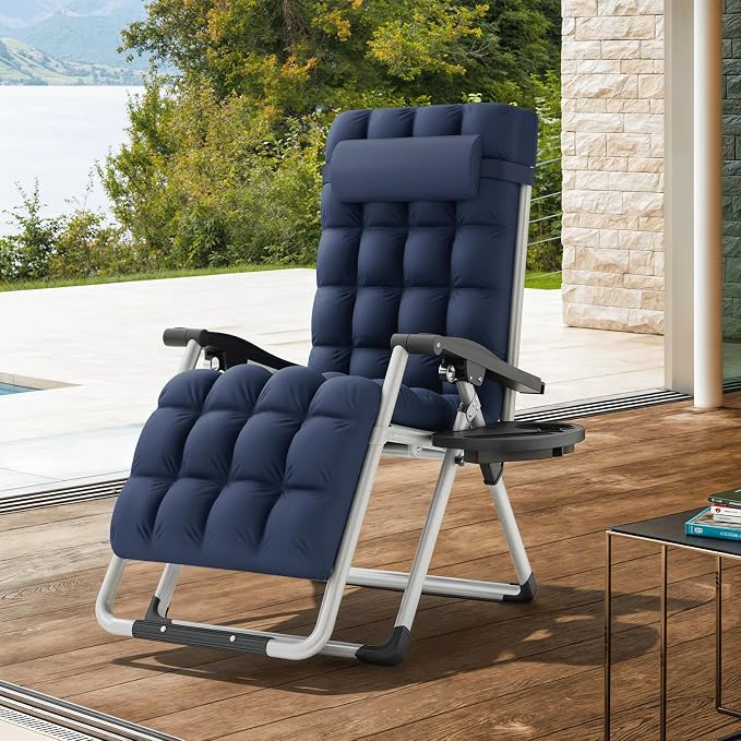 MoNiBloom Stable Folding Chair Outdoor Lounge Chair Beach Pool Lawn Recliner - Image 2