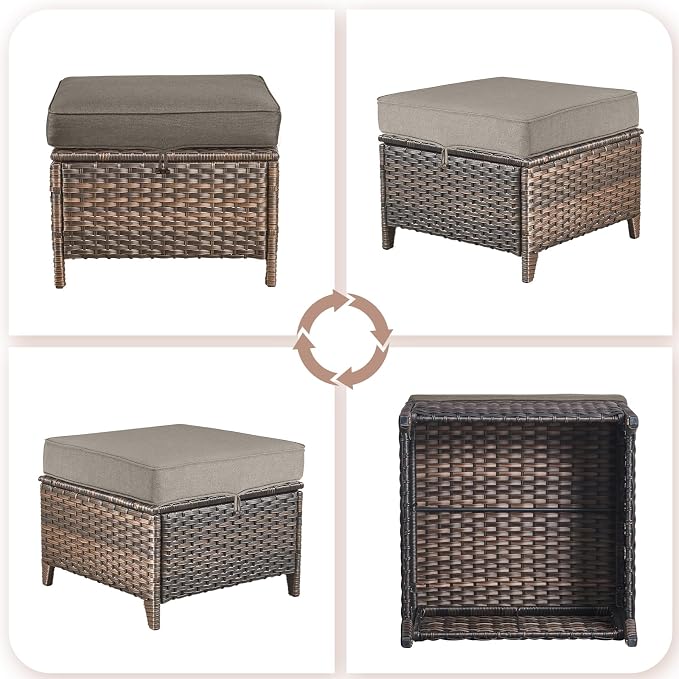 Patio Ottoman Outdoor Wicker Side Table - Image 6