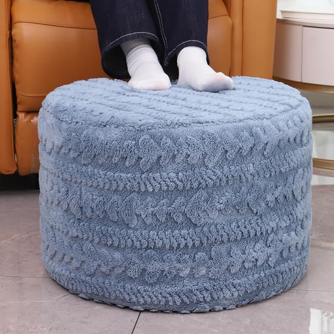 Asuprui Round Footstool Ottoman, 20x14 Inches Multi-Functional Modern Foot Stool by Asuprui