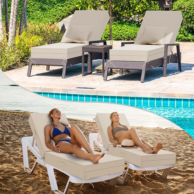 Outdoor Water-Resistant Olefin Chaise Lounge Cushions - Image 8