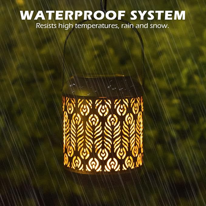 LeiDrail Solar Lantern Outdoor Hanging Lanterns Garden Metal Decorative Light - Image 3