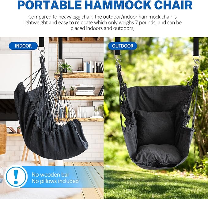 KPX Ourdoor Hanging Hammock Chair – Comfortable Tree Swing Chair Large Size - Image 3
